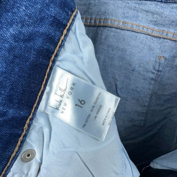 Nicole Miller Jeans Soho Ankle Slim Distressed Womens Blue Size 16 Was $99 - Picture 6 of 12